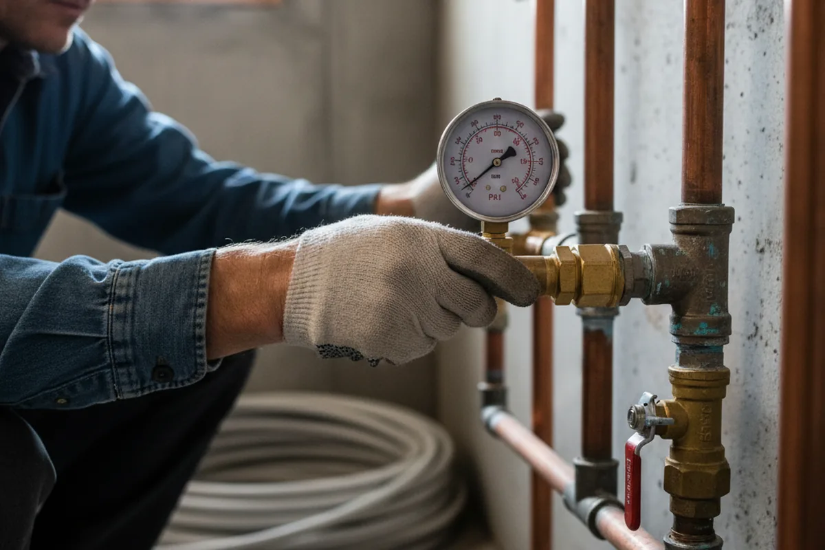Pressure testing a repaired line during Water Line Repair in Henefer